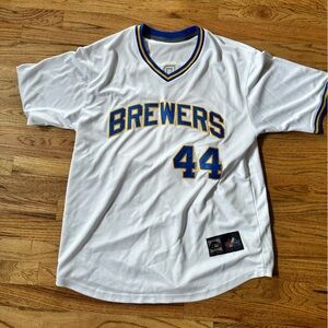 Majestic Hank Aaron replica BREWERS Jersey SIZE L. NEVER WORN